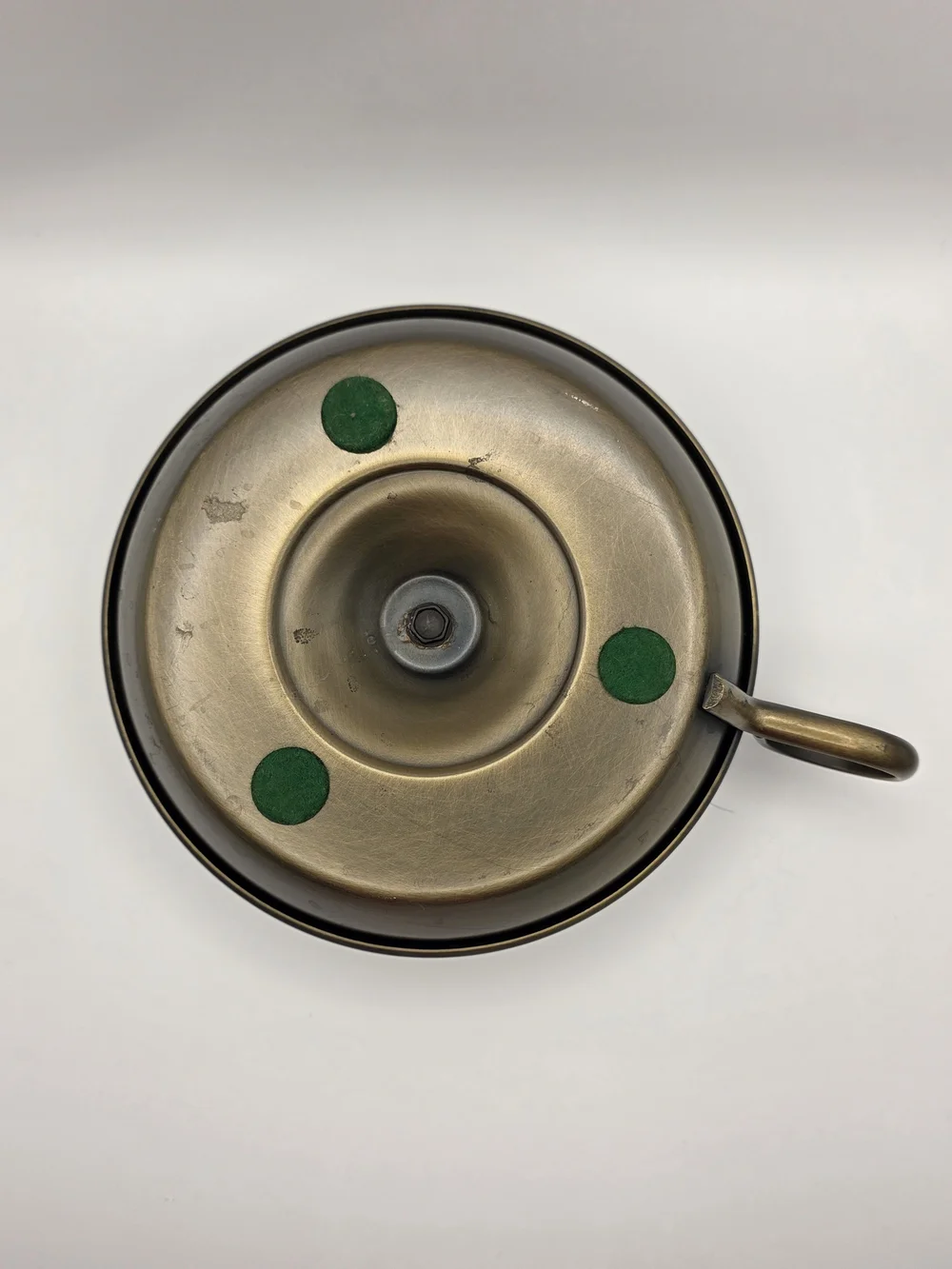 Vintage Solid Brass Chamberstick Candle Holder with Finger Loop Handle